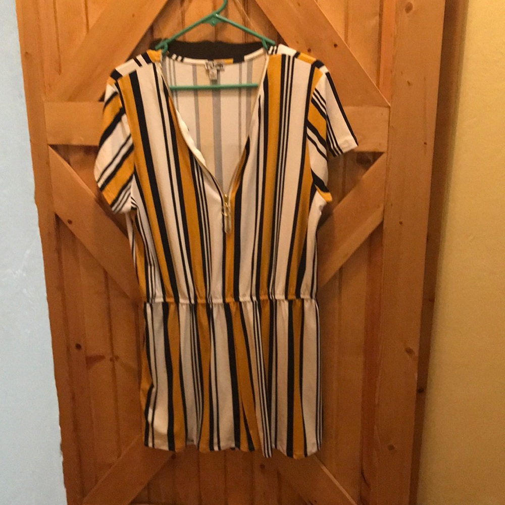 Gold and black striped romper.